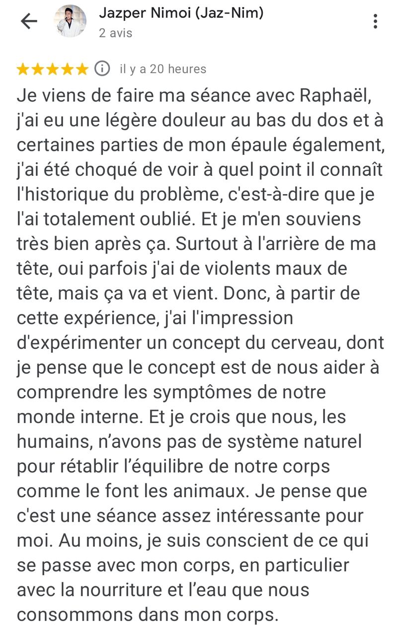 Témoignage de Jazper qui souffrait de douleurs au dos et à l'épaule