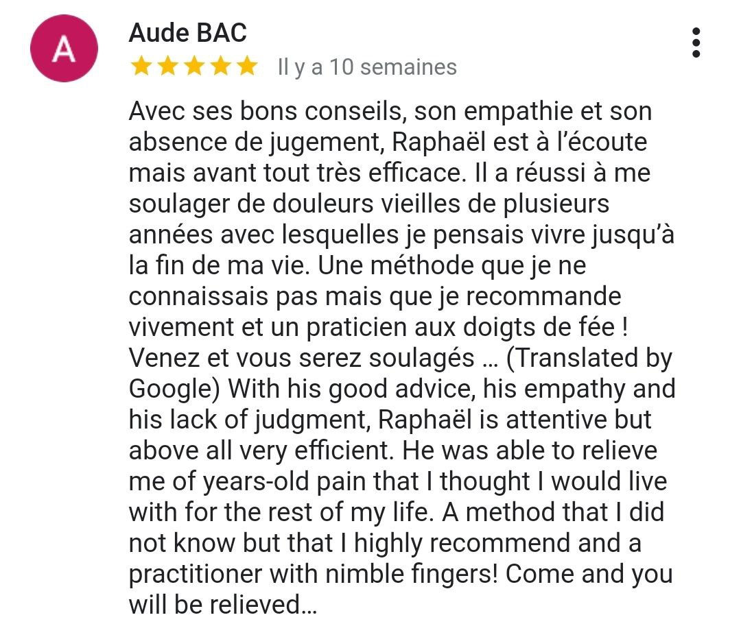 Témoignage de Aude qui souffrait de vieilles douleurs : elles ont disparues après une séance d'ostéothérapie